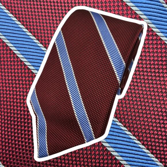 Brooks Brothers Fleece Red Blue Repp Stripe Silk Tie USA Necktie 50" - Picture 1 of 6